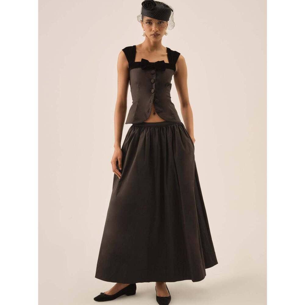 For Love & Lemons Train Station Poplin Maxi Skirt S / Black